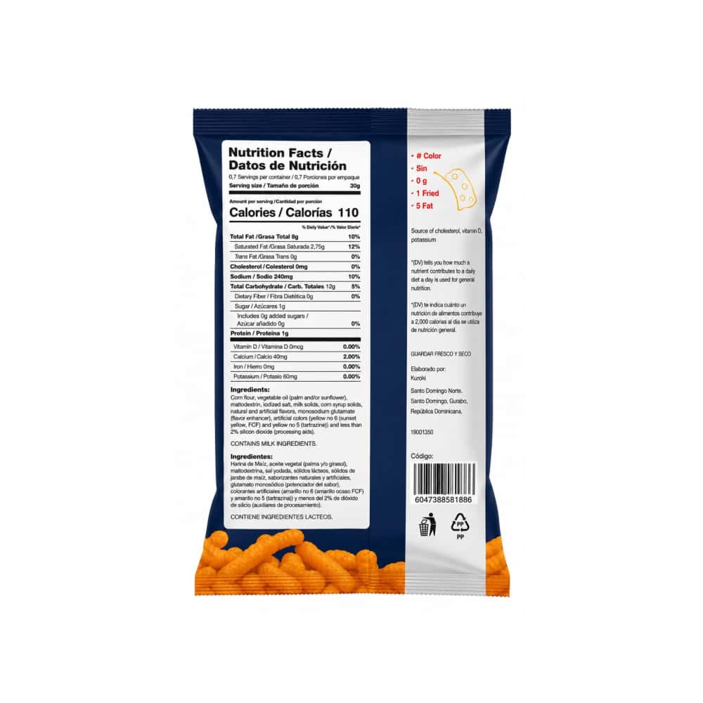 Palitos sabor a queso cheddar Kuroki (22 g) - Miniatura 2