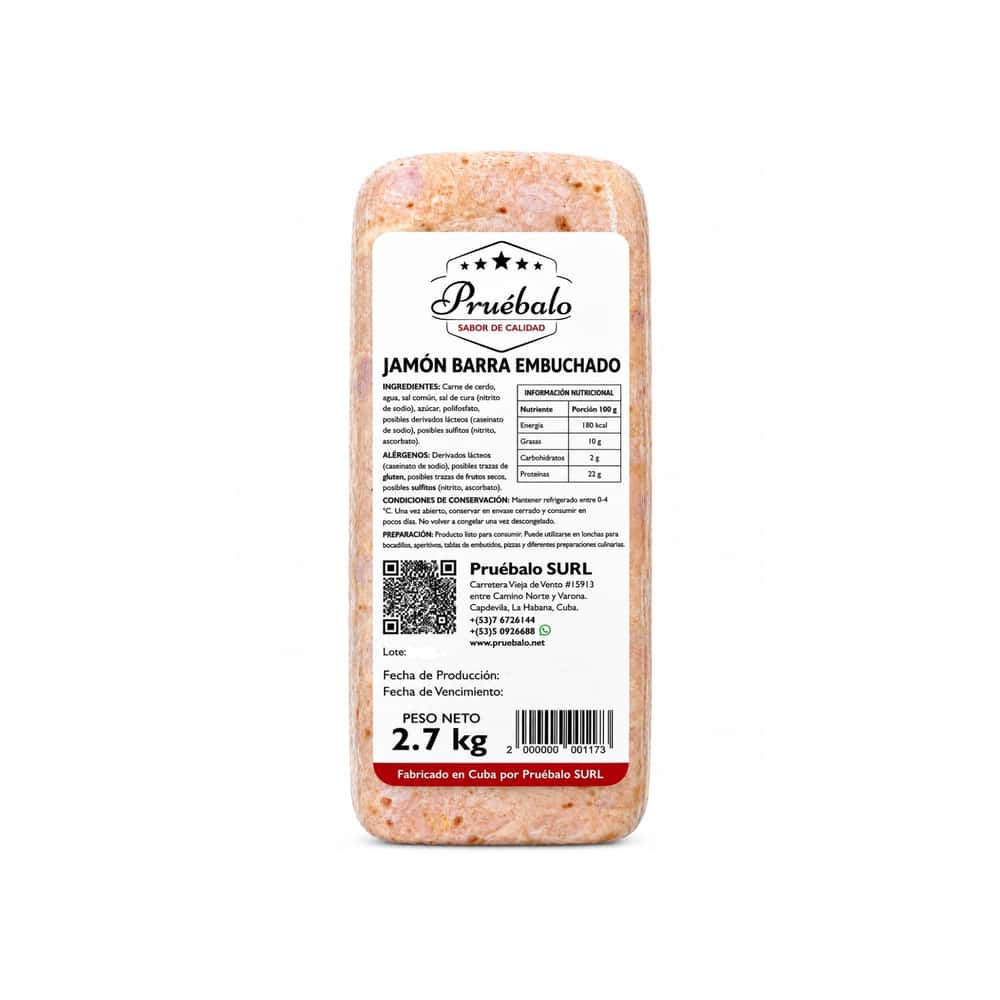 Jamón embuchado en barra Pruébalo (2.7 kg / 5.95 lb) - Miniatura 1