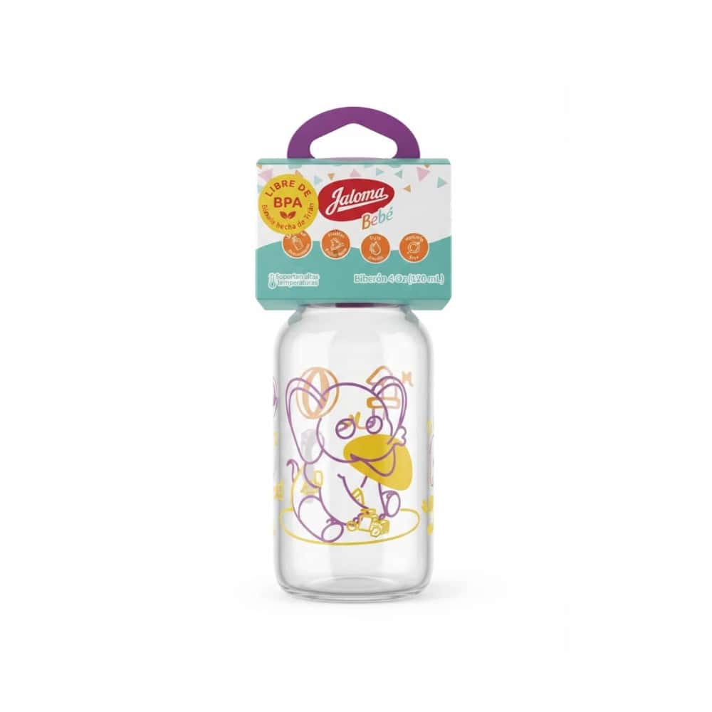 Biberón con tetina de silicona con diseño de elefante de 120 ml Jaloma - Miniatura 1