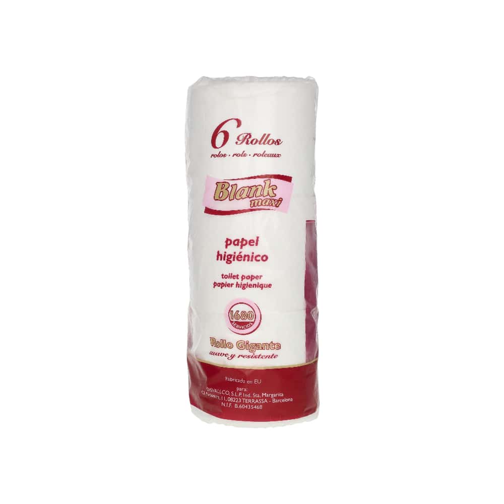Papel higiénico doble hoja rollo gigante Blank Maxi (6 U) - Miniatura 3