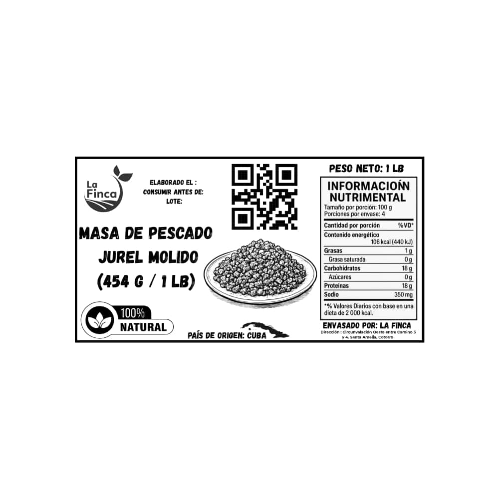 Masa de pescado jurel molida La Finca (454 g / 1 lb) - Miniatura 3