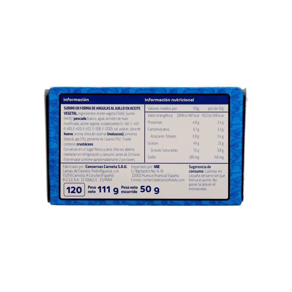 Surimi en forma de angulas al ajillo en aceite vegetal deCancio Foods (111 g / 3.92 oz) - Miniatura 3
