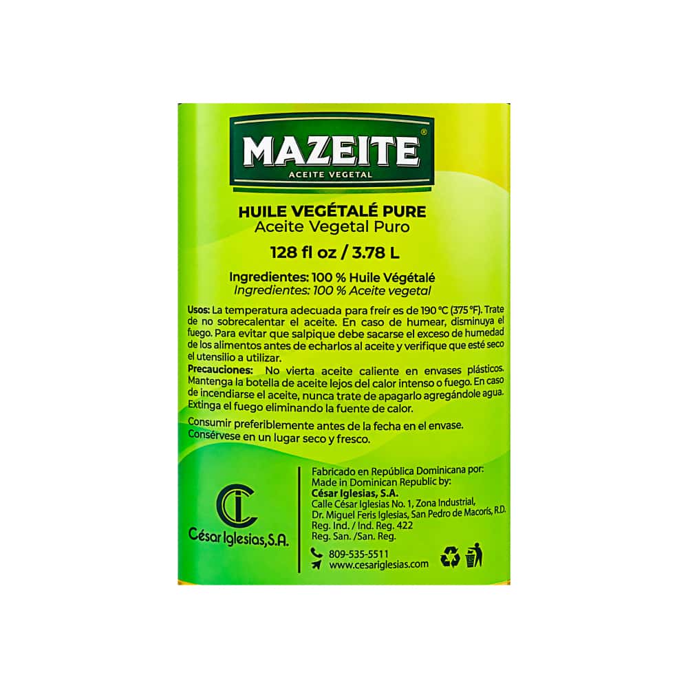 Aceite vegetal puro Mazeite (3.78 L) - Miniatura 3