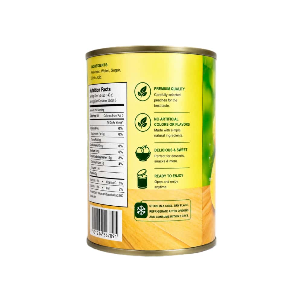 Mitades de melocotón amarillo en almíbar ligero Marwa (425 g / 14.99 oz) - Miniatura 2