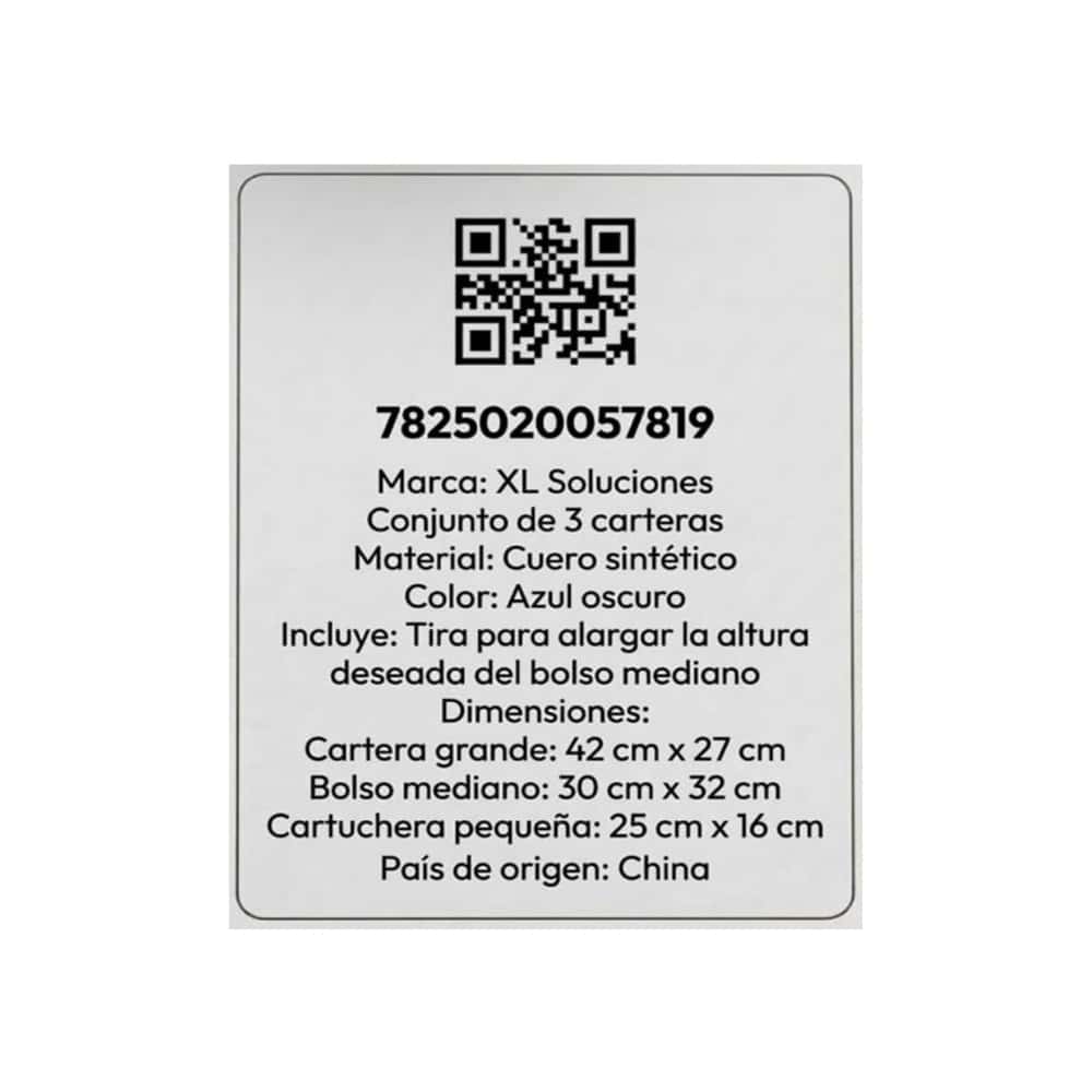 Conjunto de 3 carteras de distintos tamaños color azul oscuro XL Soluciones - Miniatura 4