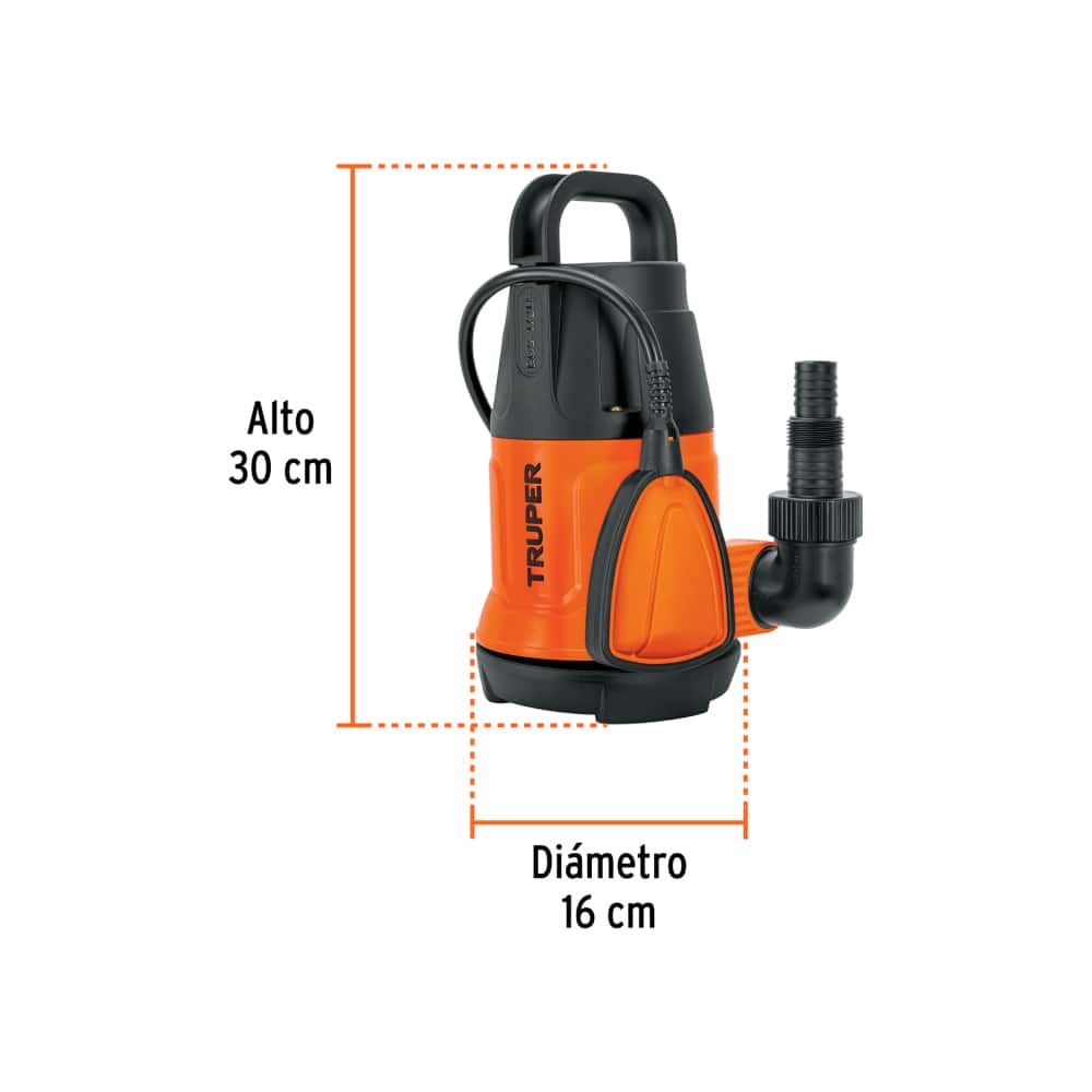 Bomba sumergible plástica para agua limpia 1/2 Hp Truper 12601 - Miniatura 3
