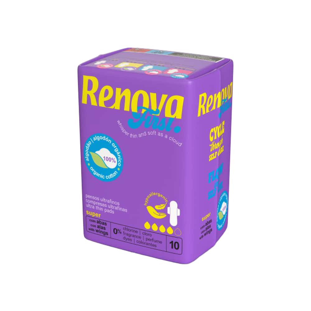 Toallas sanitarias ultrafinas con alas super Renova (10 U) - Miniatura 1
