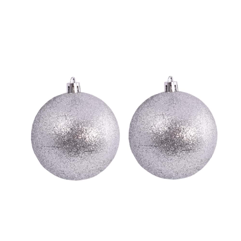 Pack 2 bolas de navidad color plata con purpurina de 7 cm Casa y Menaje - Miniatura 1