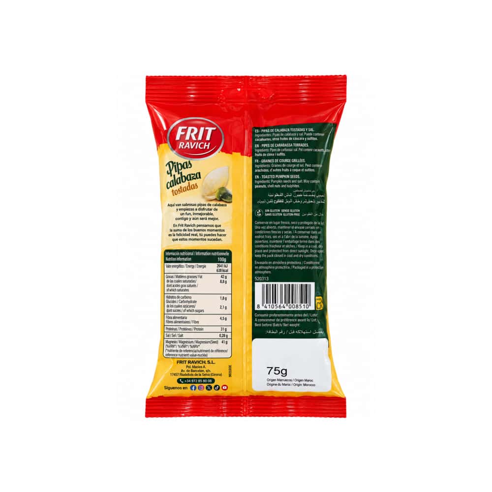 Pipas de calabaza tostadas y saladas Frit Ravich (75 g / 2.64 oz) - Miniatura 3