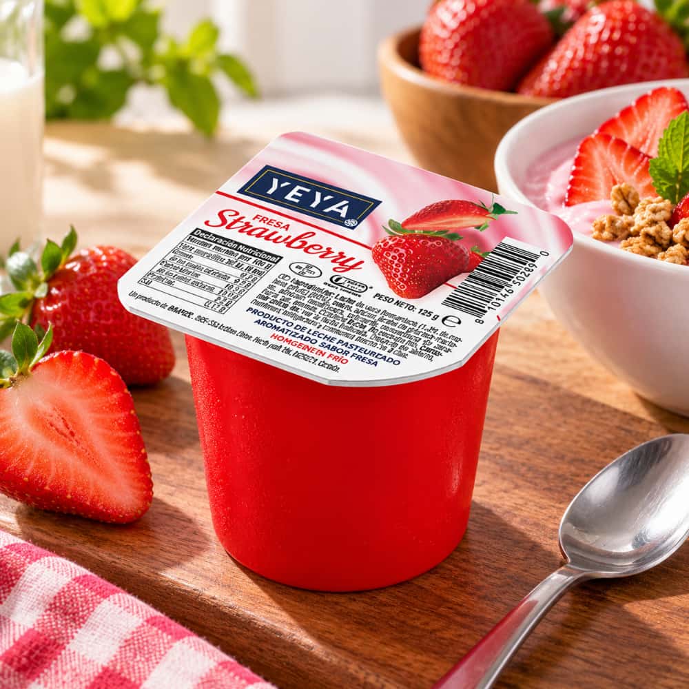 Yogurt pasteurizado sabor a fresa YEYA (125 g / 4.41 oz) - Miniatura 3