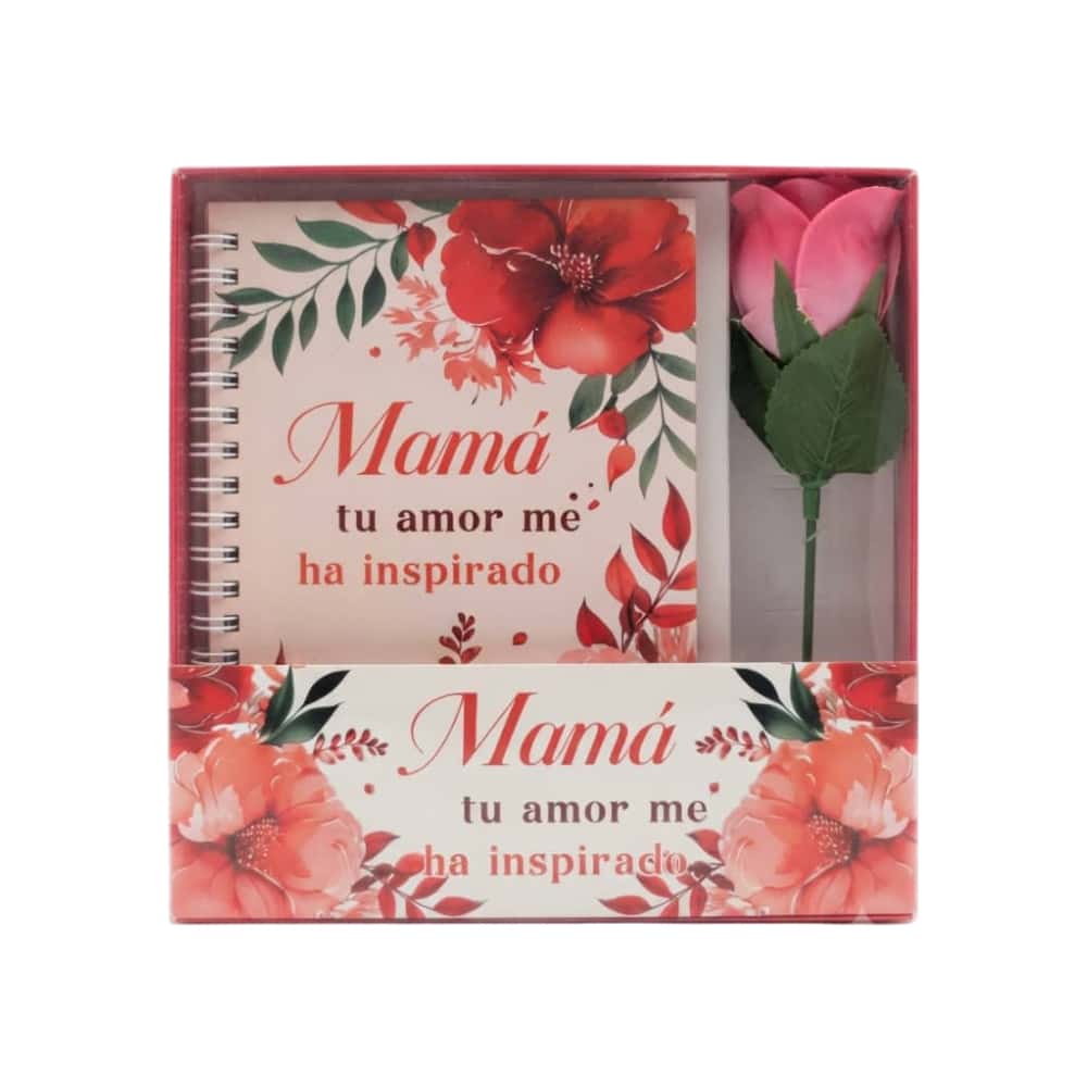 Estuche de regalo de agenda y flor artificial diseñado para mamá Tiara - Miniatura 2