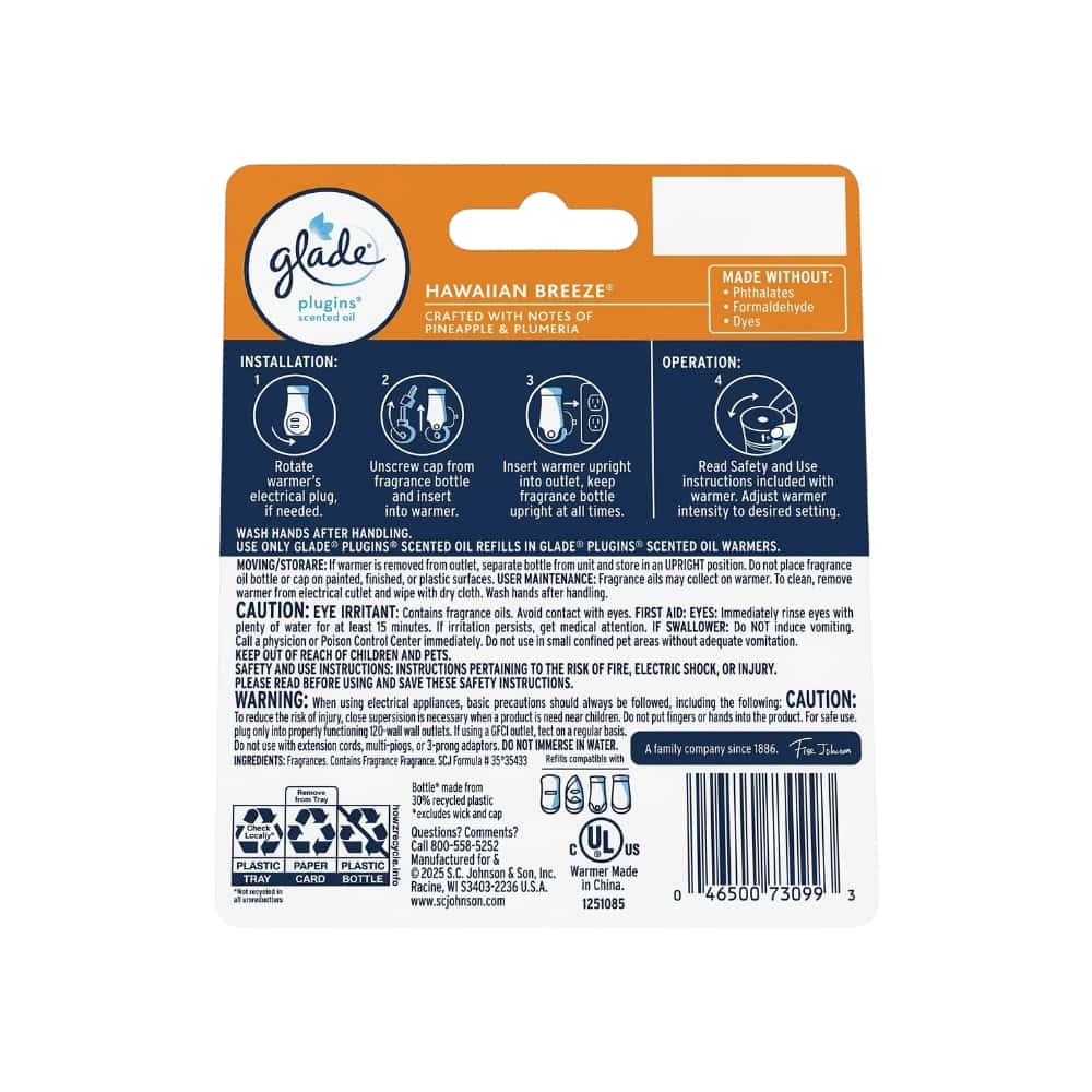Ambientador eléctrico con aroma a cítrico y sol de la costa Glade (19.8 ml) - Miniatura 3