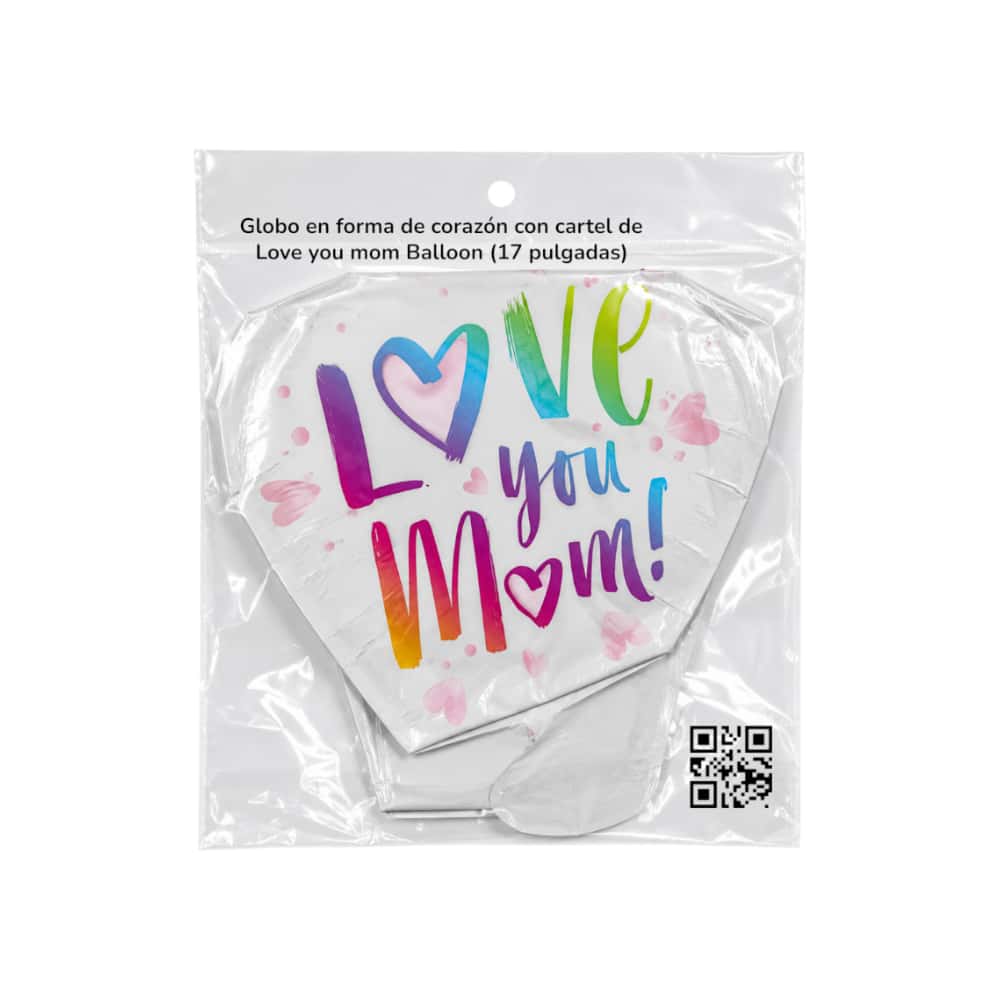 Globo en forma de corazón con cartel de Love you mom Balloon (17 pulgadas) - Miniatura 2