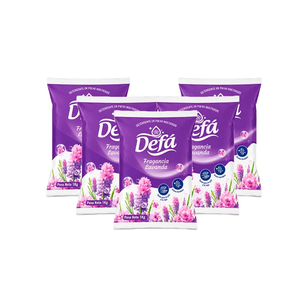 Detergente en polvo multiusos fragancia de lavanda Defá (5 x 1 kg / 2.2 lb) - Miniatura 1