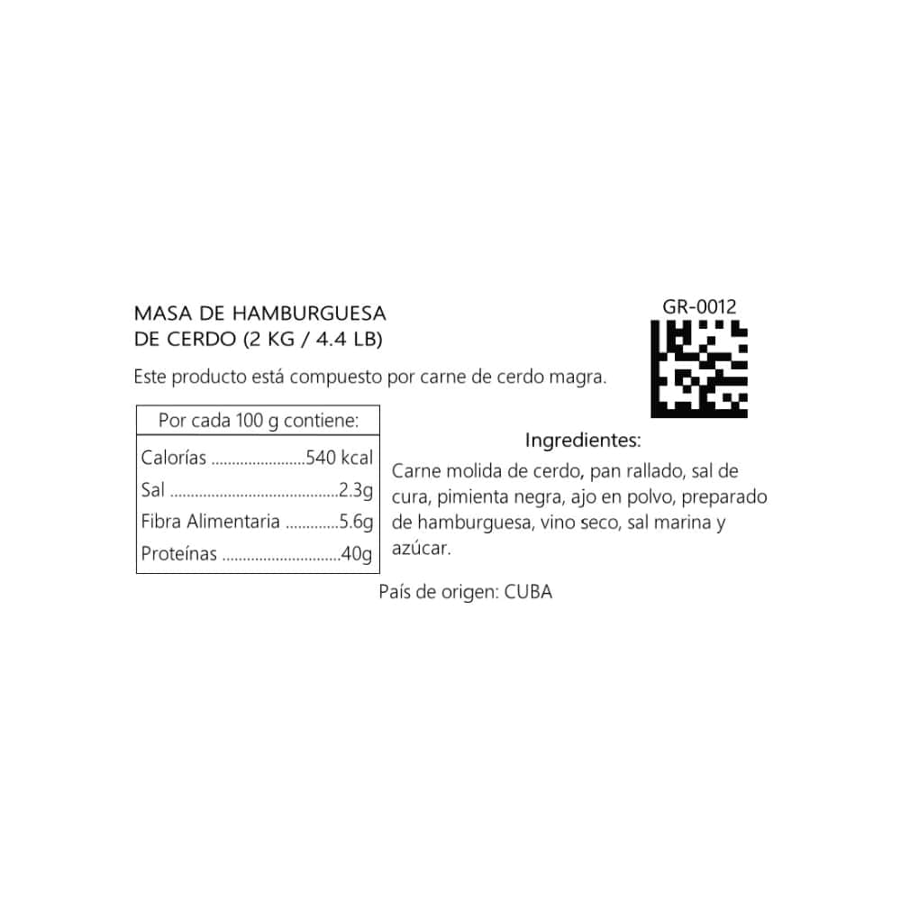 Masa de hamburguesa de cerdo El Favorito (2 kg / 4.4 lb) - Miniatura 5