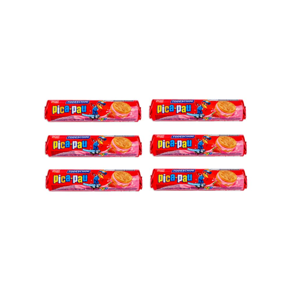 Galletas de vainilla con relleno sabor a fresa Pica Pau Todeschini (6 x 115 g / 4 oz) - Miniatura 1