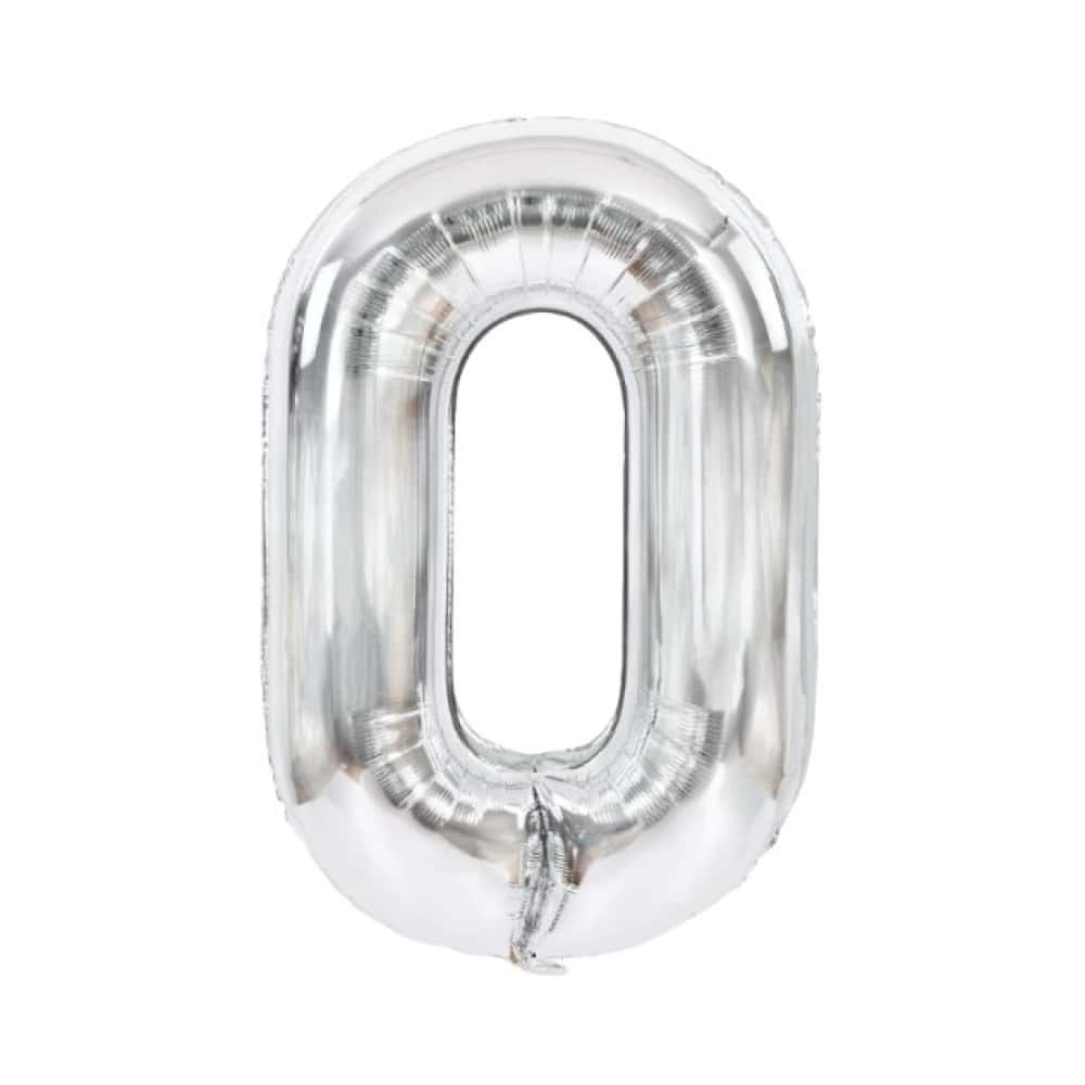 Globo plateado Número 0 de 32 pulgadas Balloon - Miniatura 1