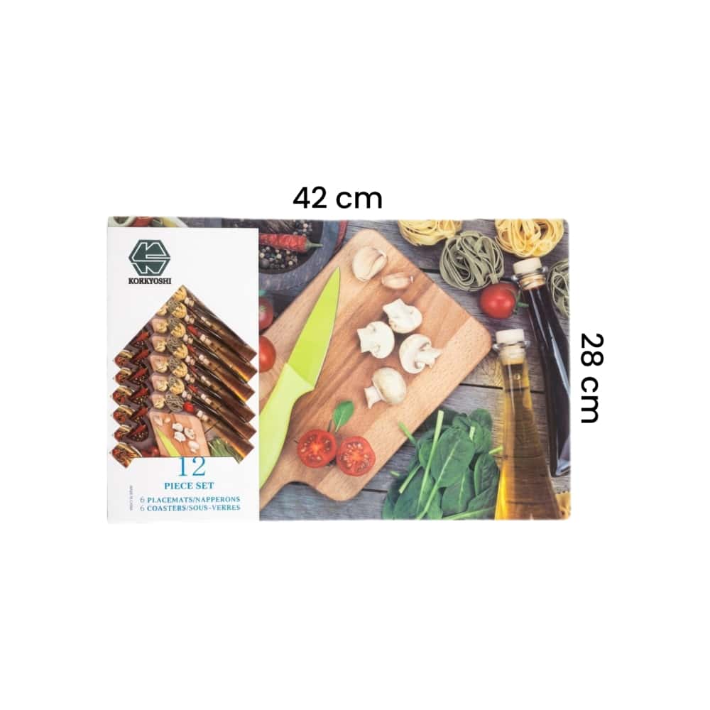 Juego de manteles individuales para mesa con diseño culinario Koreyoshi (12 U) - Miniatura 2