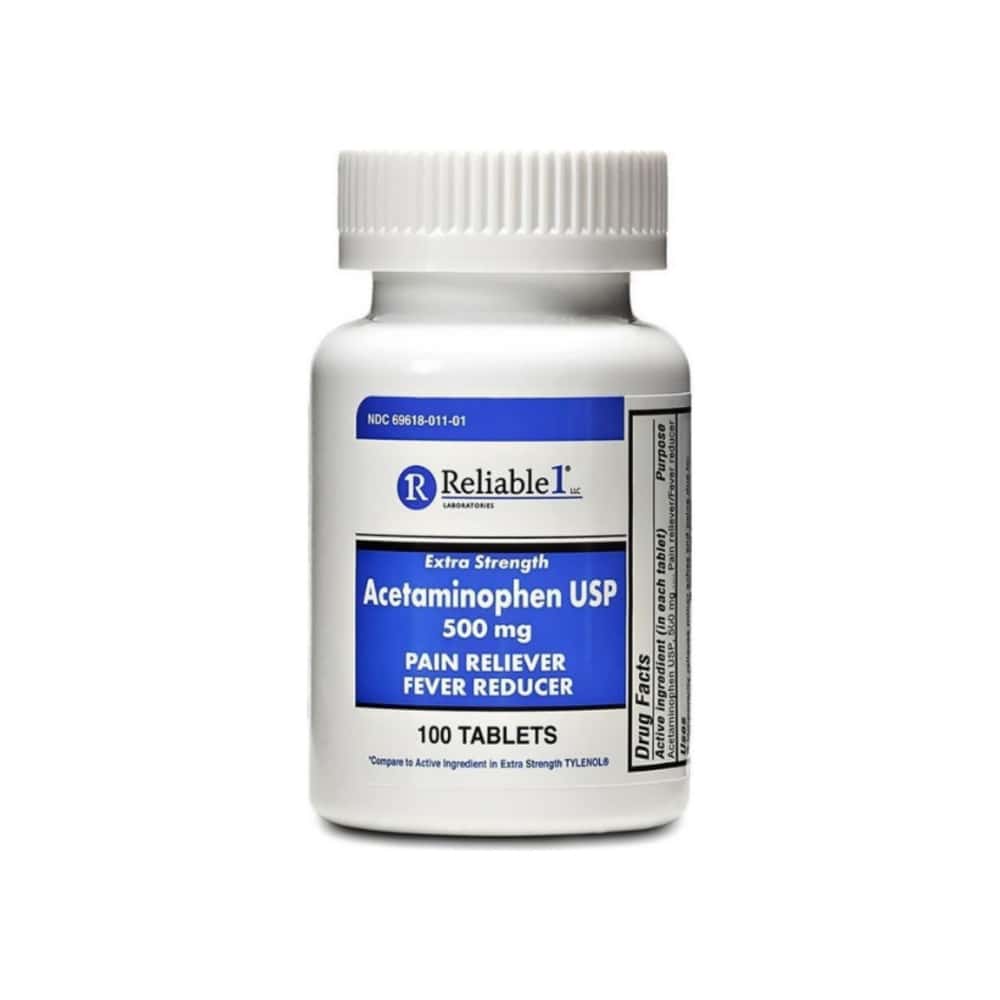 Acetaminofén 500 mg Reliable-1 (100 tabletas) - Miniatura 1