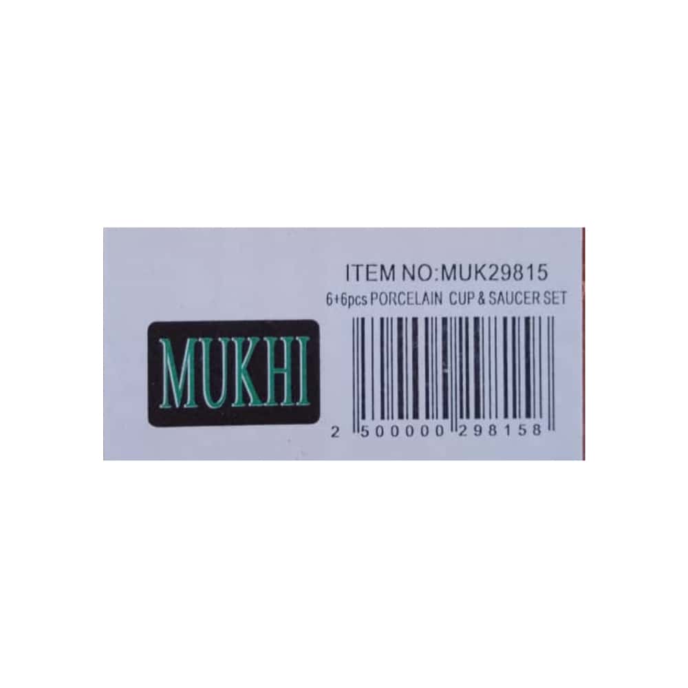 Juego de 6 tazas de café con platos de cerámica blanca con diseño de rombos Mukhi - Miniatura 3