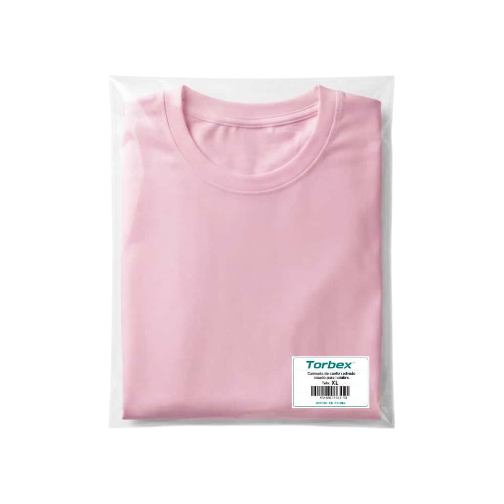 Camiseta de cuello redondo rosado de algodón para hombre Torbex (Talla XL) - Miniatura 3