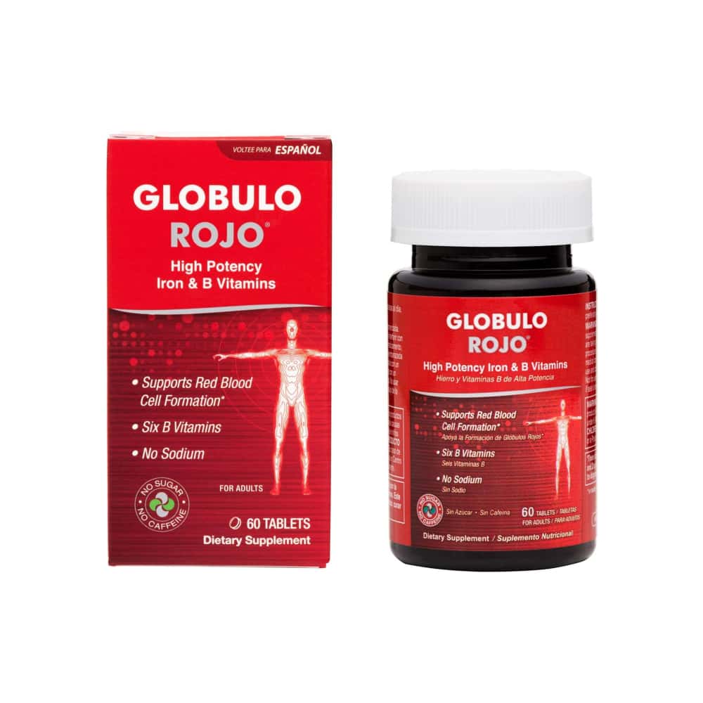 Hierro y vitaminas B de alta potencia para adultos Globulo Rojo (60 tabletas) - Miniatura 1