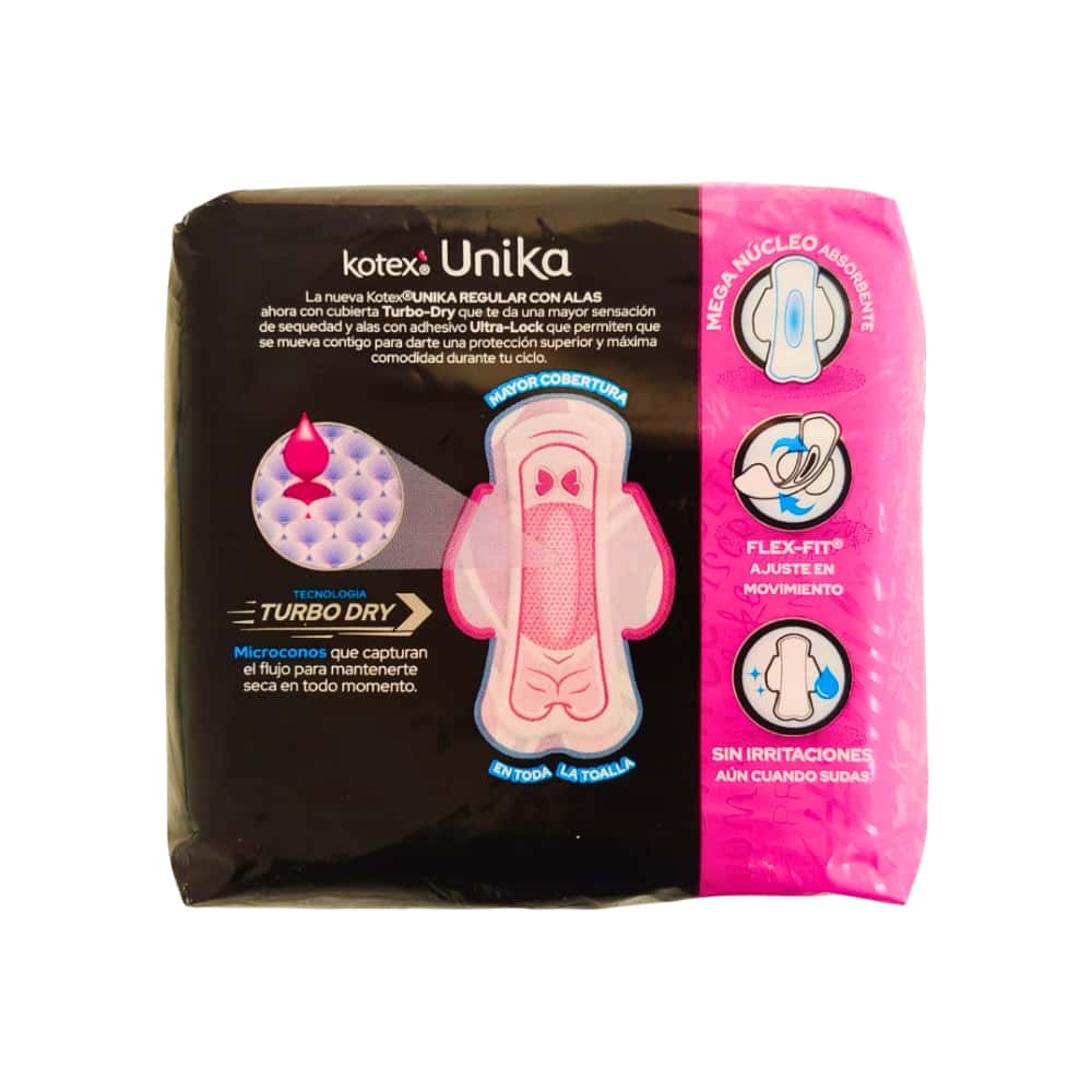 Almohadillas sanitarias regular con alas Kotex Unika (8 U) - Miniatura 8