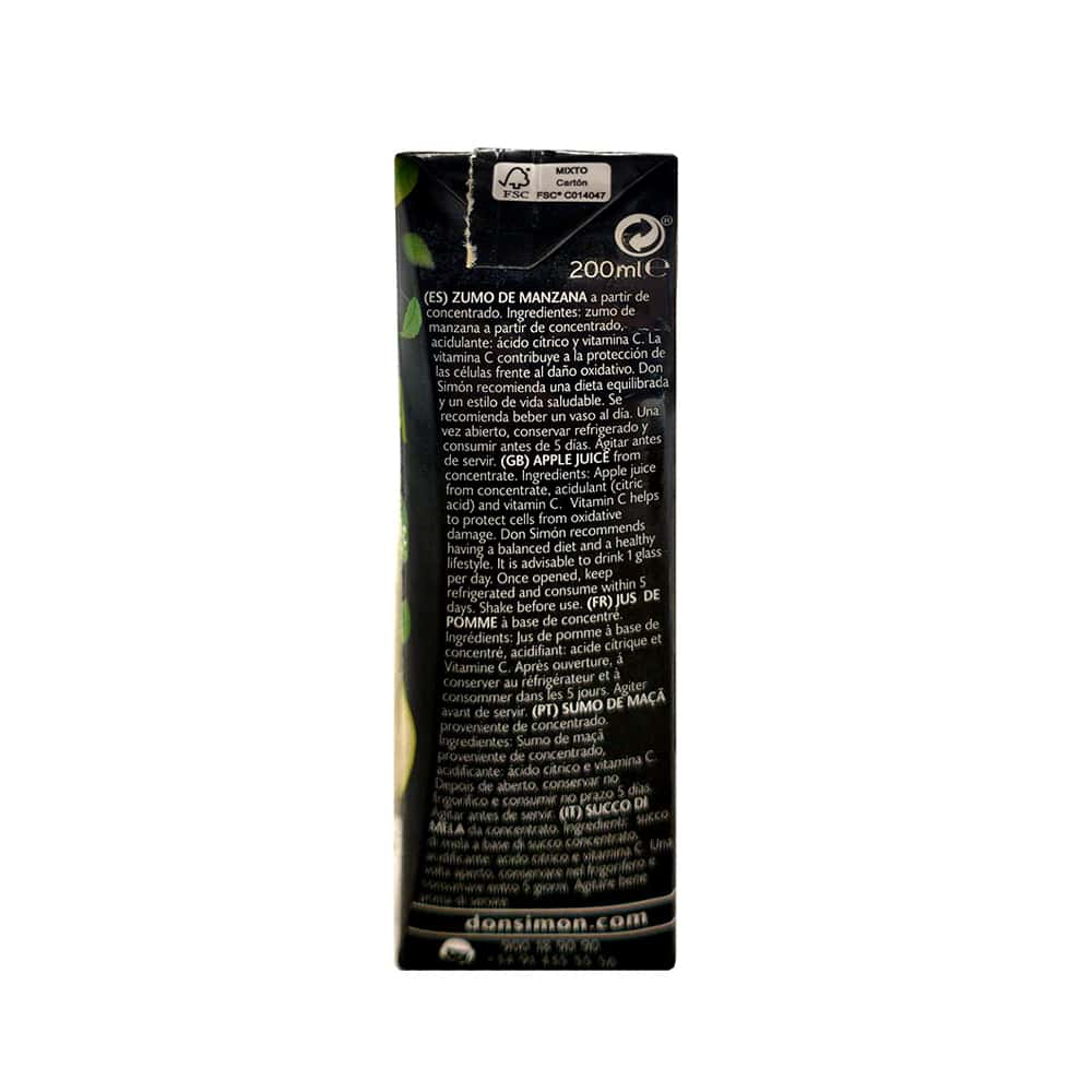 Zumo - jugo - de manzana enriquecido con vitamina C Don Simon (200 ml) - Miniatura 2