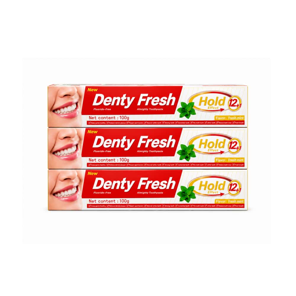 Pasta dental mentolada Denty Fresh (3 x 100 g / 3.5 oz) - Miniatura 1