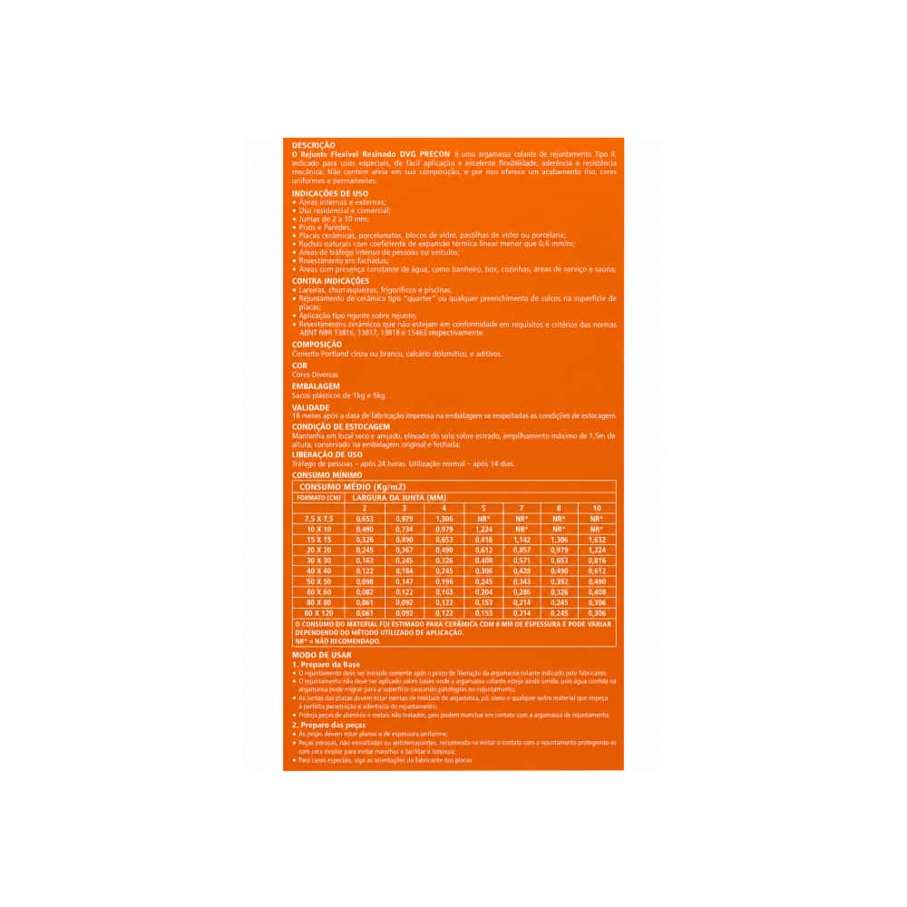 Rejunte blanco flexible para porcelanato DVG Precon (5 kg / 11 lb) - Miniatura 3