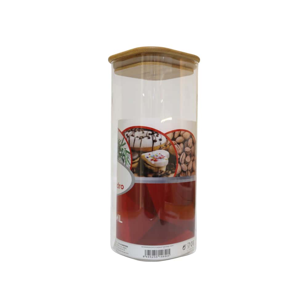 Envase - Recipiente - de borosilicato cuadrado con tapa de bambú de 1800 ml - Miniatura 4