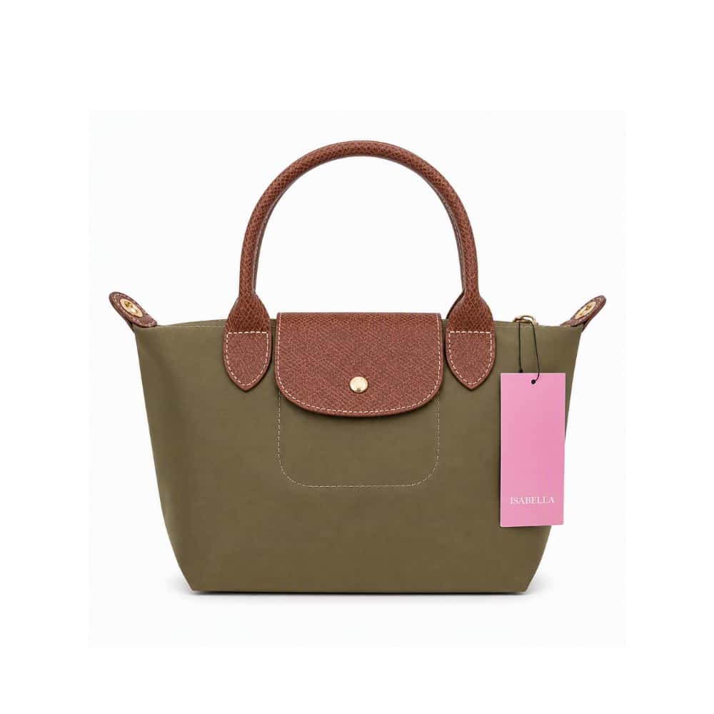 Bolso tote de nailon verde oliva con detalles de piel y asas extraíbles ISABELLA (1 U) - Miniatura 2