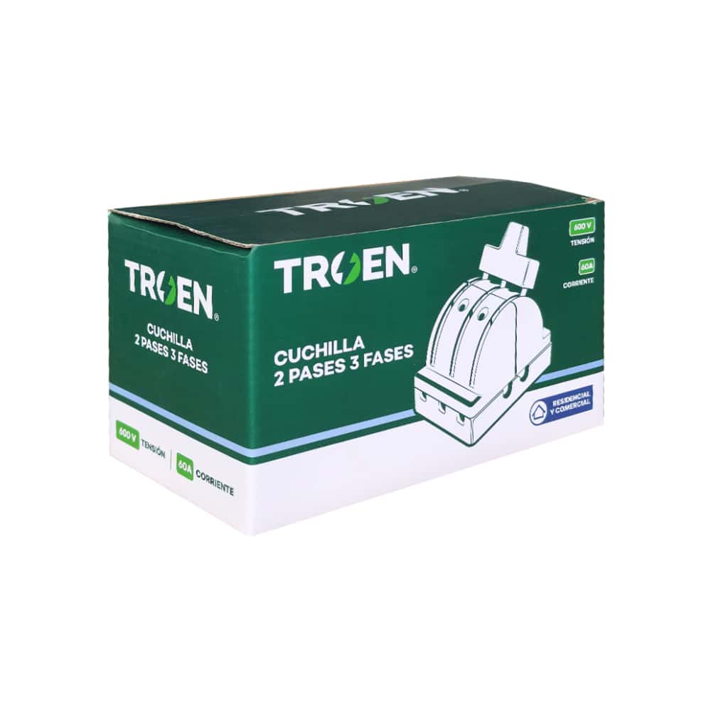 Interruptor tipo cuchilla de 3 fases y 2 polos 60 A Troen - Miniatura 3