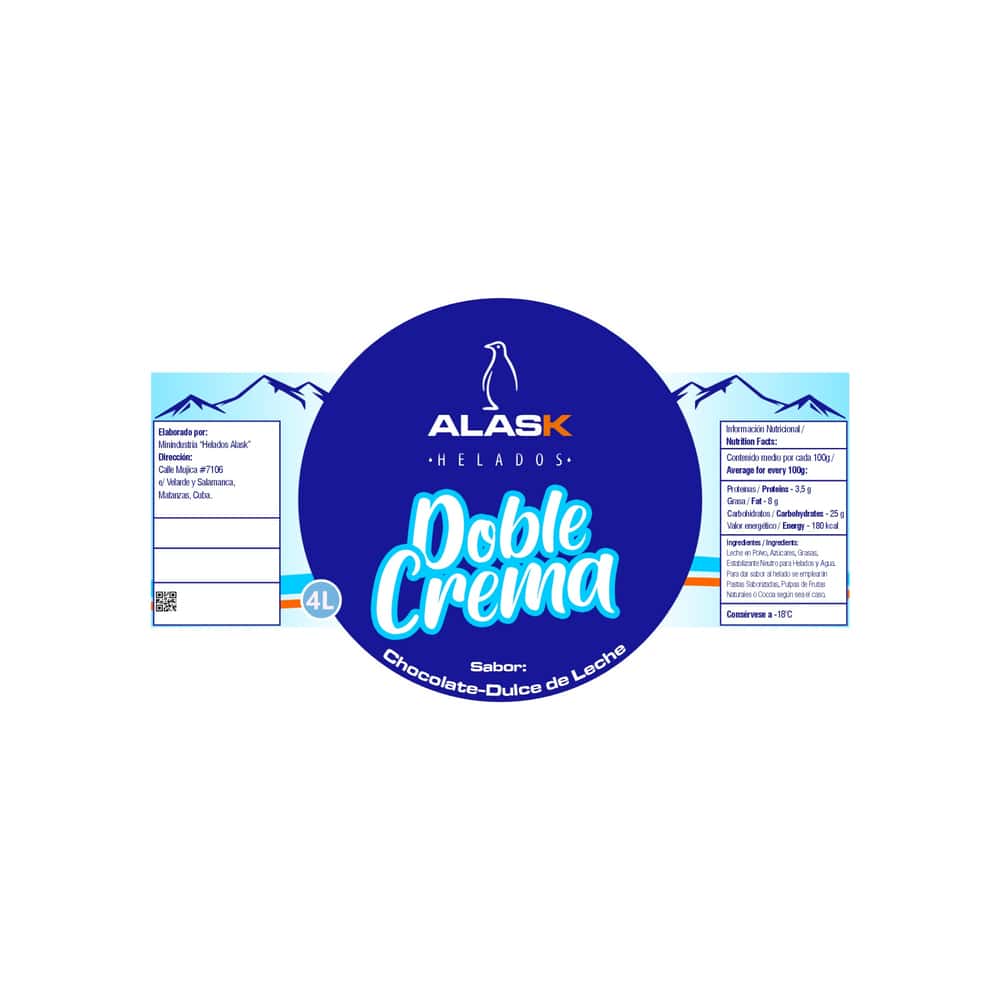 Helado doble crema sabor chocolate y dulce de leche Alask (4 L) - Miniatura 2