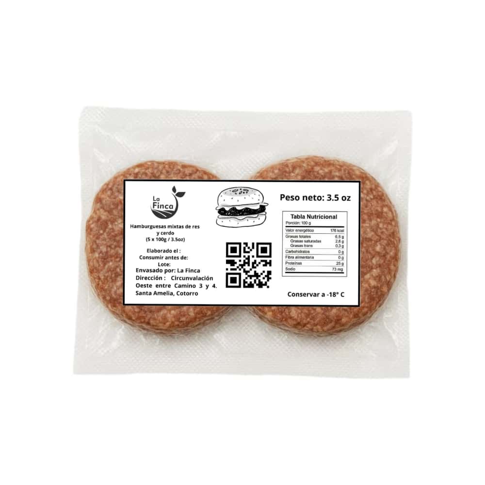 Hamburguesas mixtas de res y cerdo La Finca (10 x 100 g / 3.5 oz) - Miniatura 1