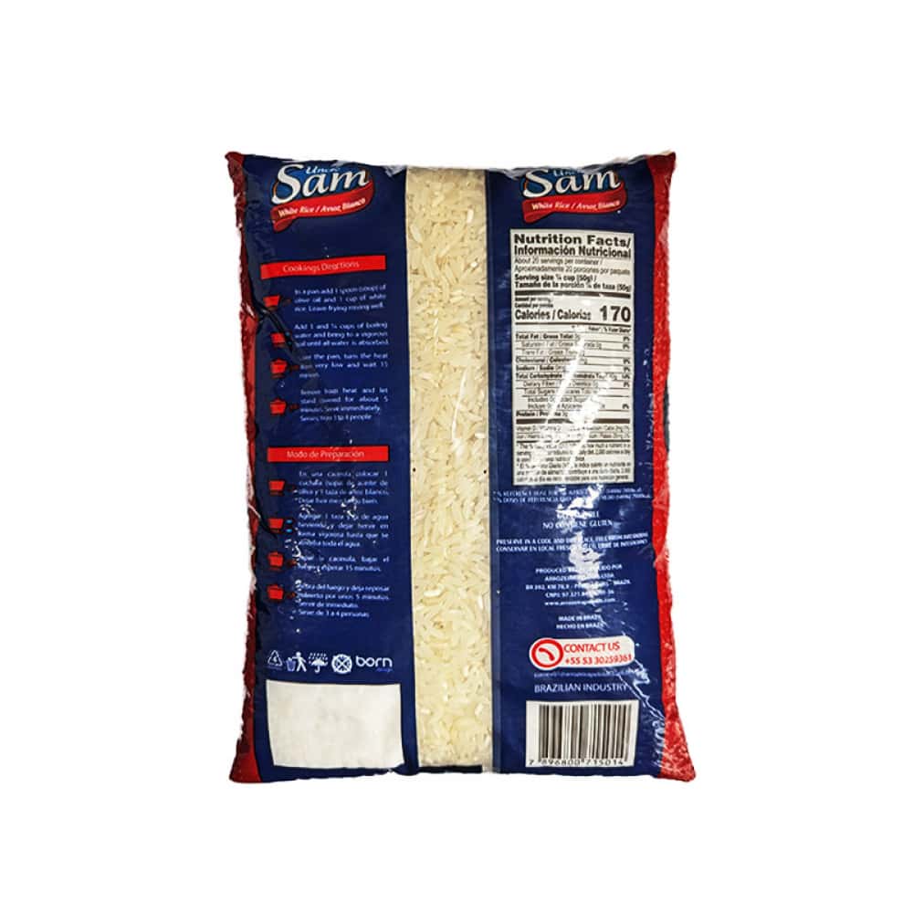 Arroz blanco grano largo Uncle Sam (1 kg / 2.2 lb) - Miniatura 3
