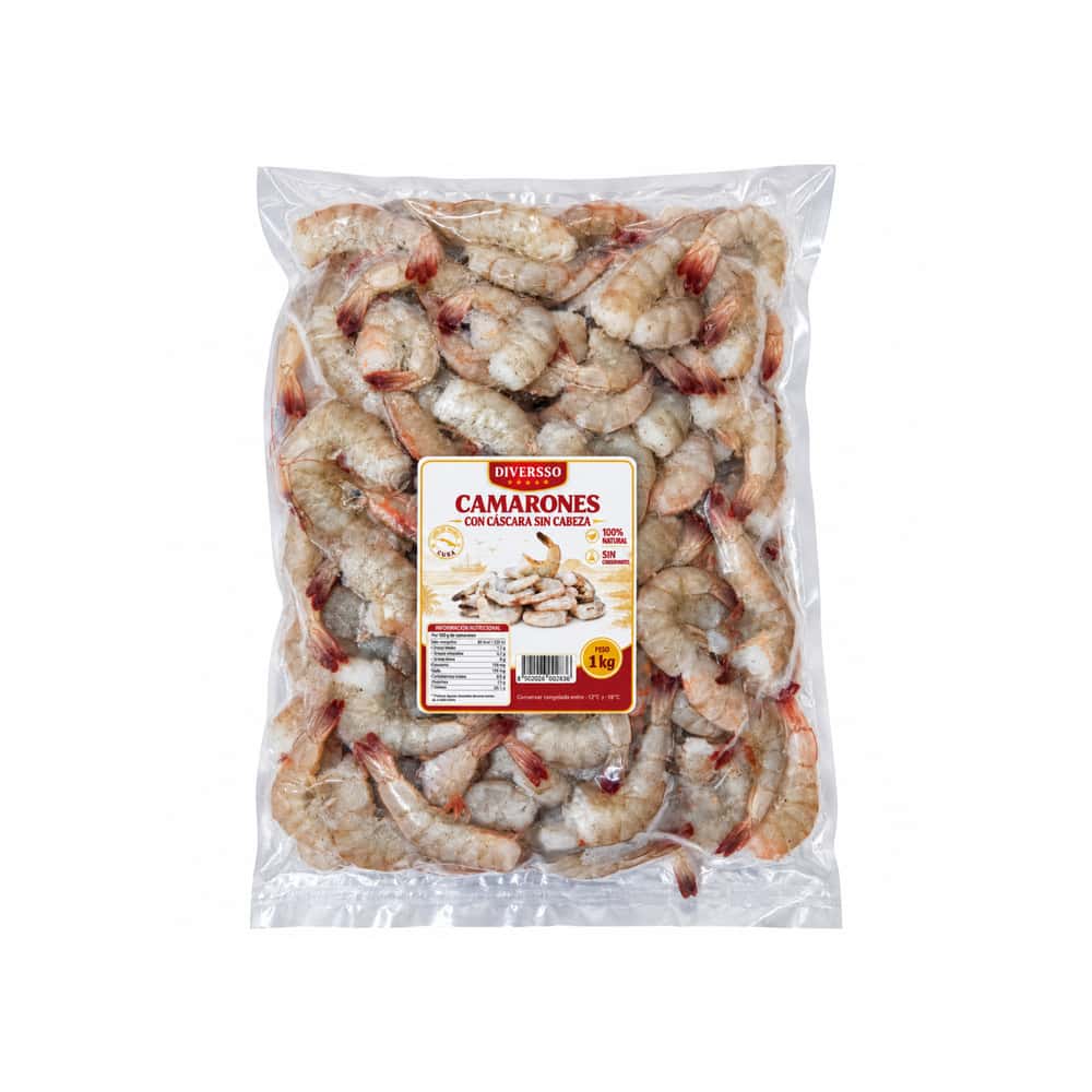 Camarones con cáscara sin cabeza Diversso (1 kg / 2.2 lb) - Miniatura 2