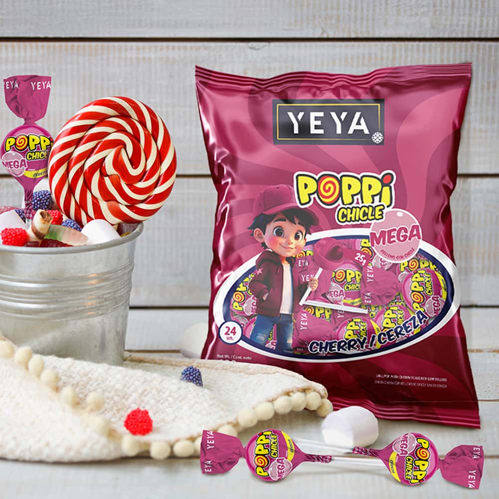 Chupa chupas con relleno de chicle sabor cereza YEYA (600 g / 1.32 lb) - Miniatura 4