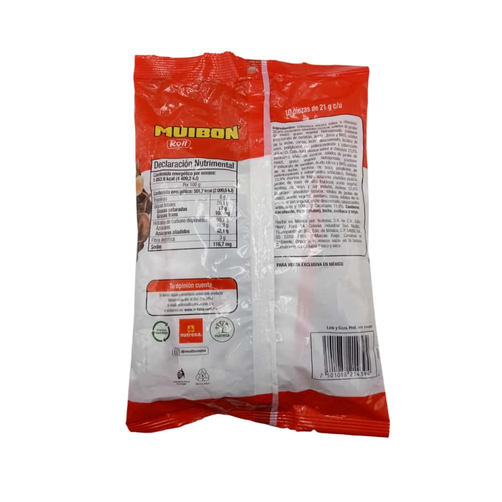 Barquillo relleno de crema sabor avellana con cubierta sabor a chocolate y cacahuete Muibon (210 g / 7.40 oz) - Miniatura 2
