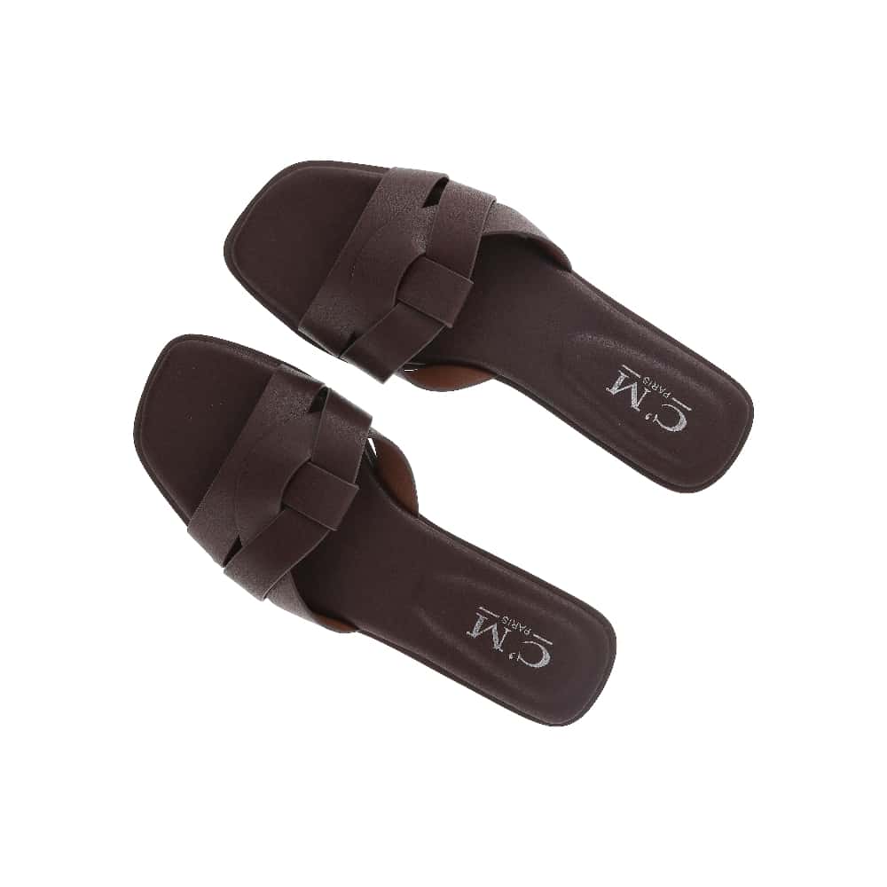Sandalias planas marrones de correas cruzadas y nudo para mujer CM PARIS (Talla 38) - Miniatura 2
