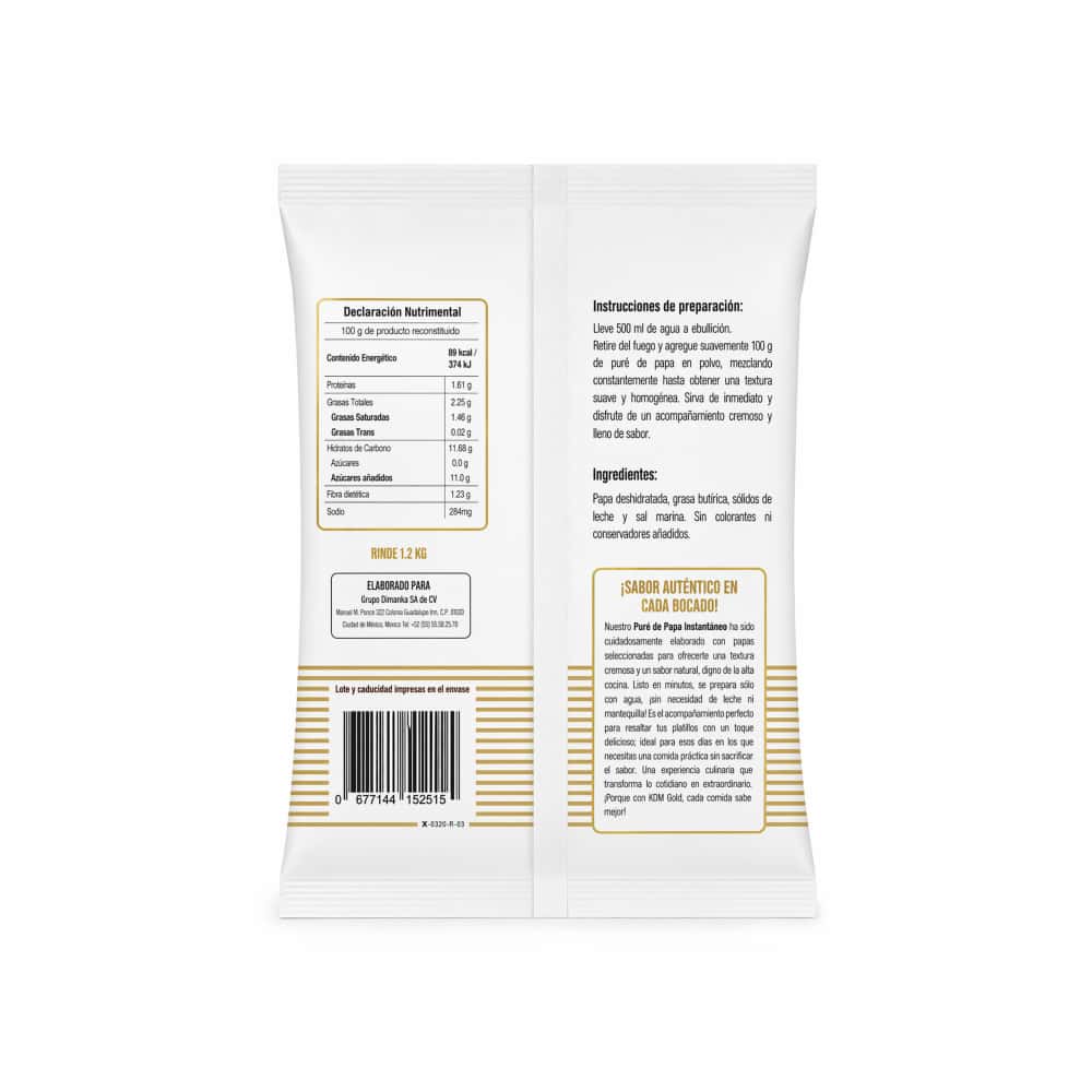 Puré de papa instantáneo KDM Gold (200 g / 0.44 lb) - Miniatura 2