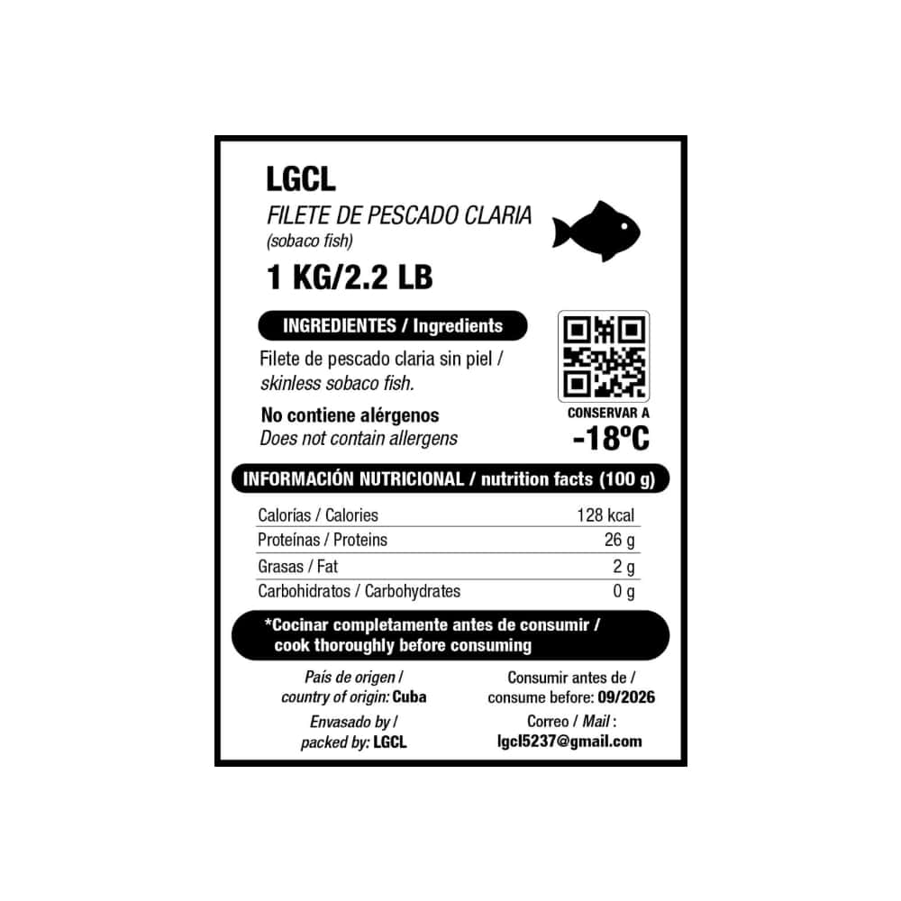 Filete de pescado Claria sin piel LGCL (1 kg / 2.2 lb) - Miniatura 3