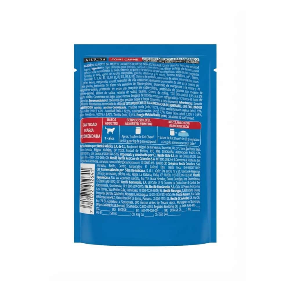 Alimento para gatos adultos con carne Cat Chow Purina (85 g / 3 oz) - Miniatura 3