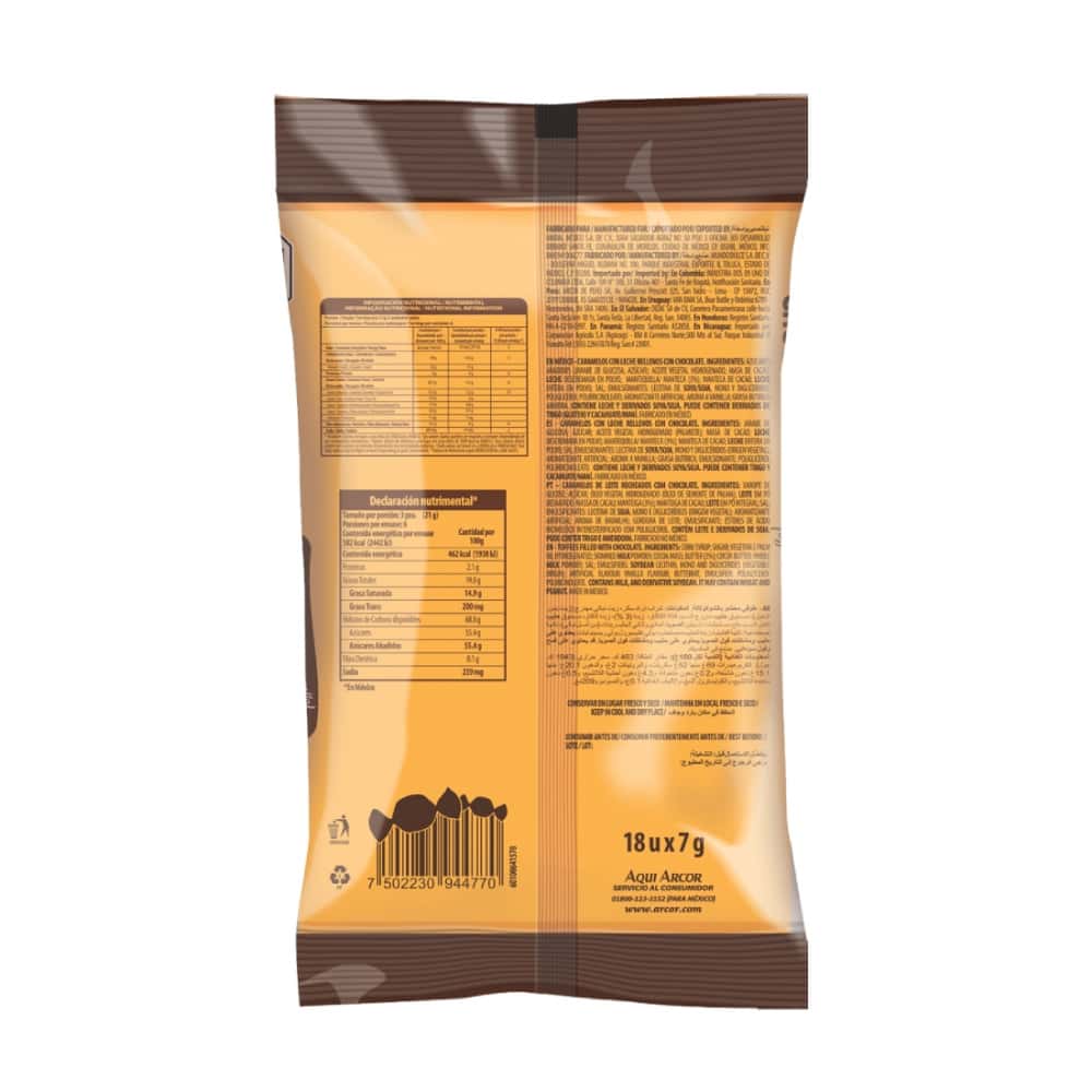 Caramelos con leche rellenos sabor chocolate Arcor (126 g / 4.4 oz) - Miniatura 2