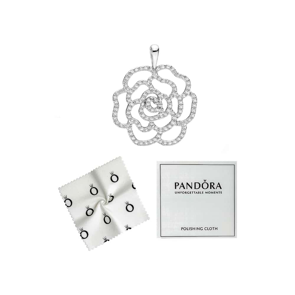 Colgante de plata S925 estilo Pandora flor de rosa - Miniatura 2