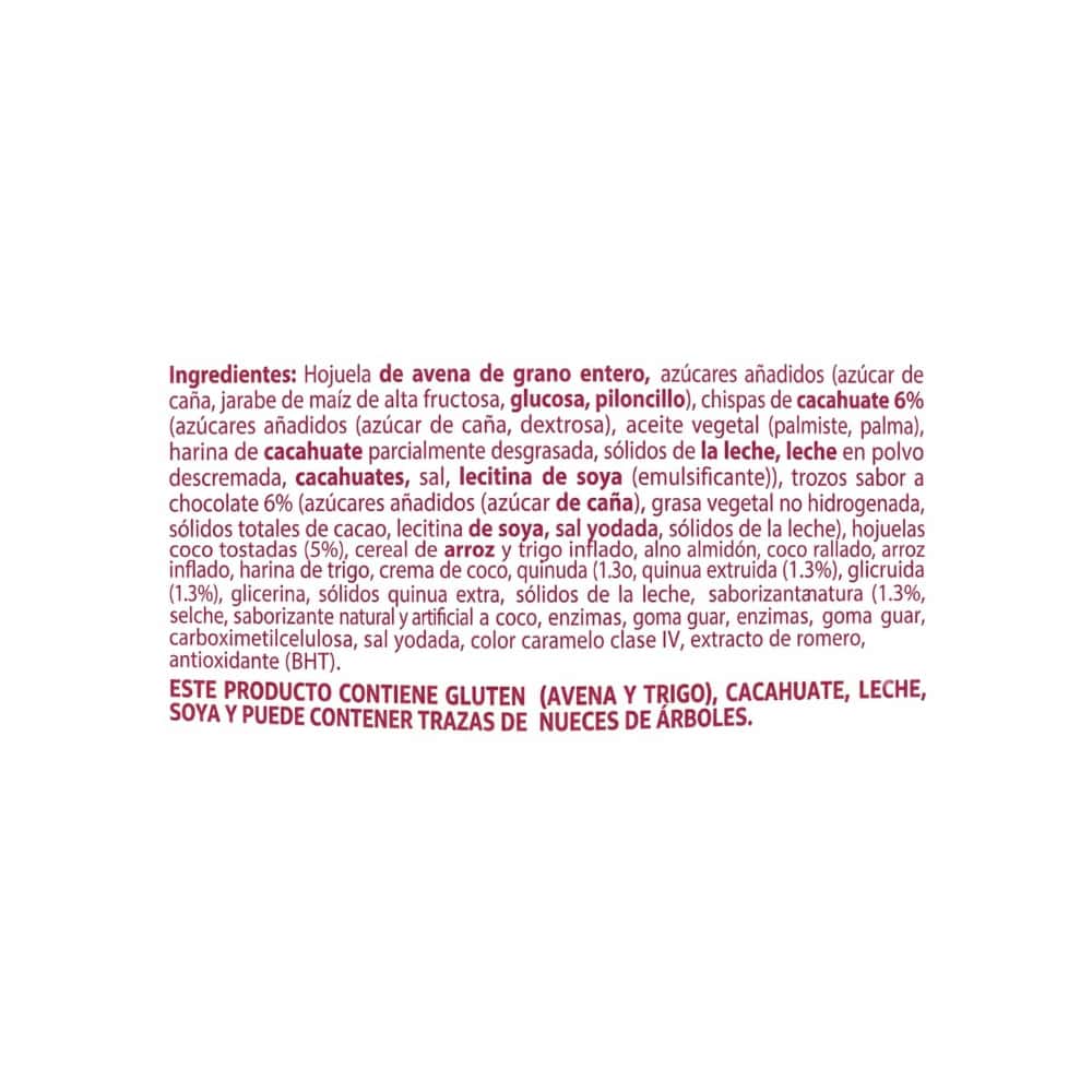 Cereal granola con chispas de cacahuate con trozos saor a chocolate, coco tostado y quinua Granvita (350 g / 12.34 oz) - Miniatura 2