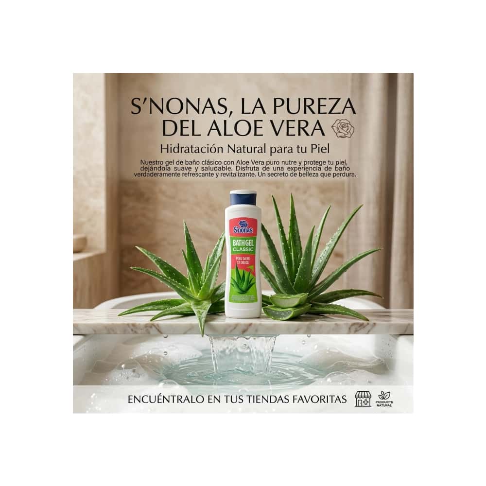 Gel de baño clásico de aloe vera S'nonas (750 ml / 25.37 oz) - Miniatura 4