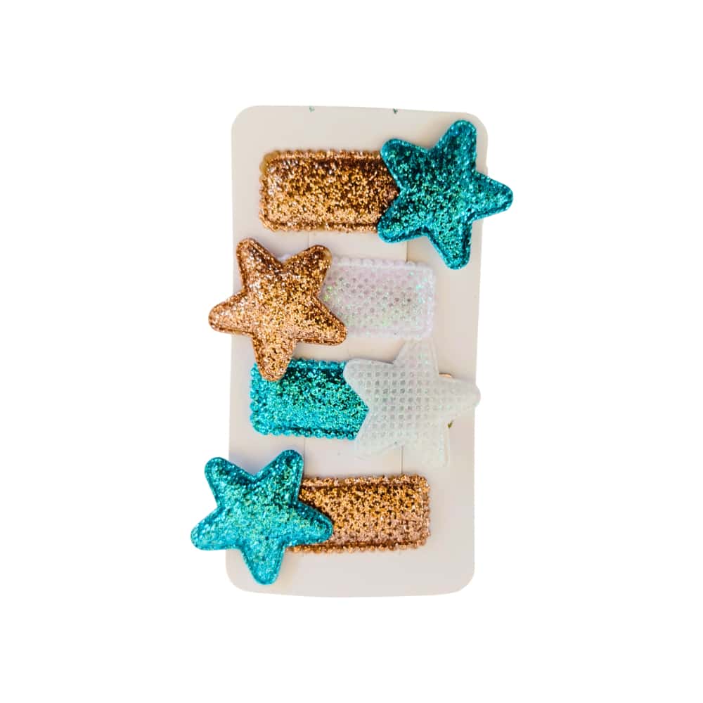 Ganchos en forma de estrellas con brillo para el cabello Tiara (4 U) - Miniatura 4