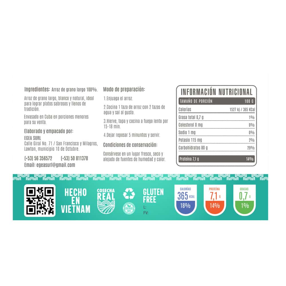 Arroz de grano largo Cosecha Real (1 kg / 2.2 lb) - Miniatura 2