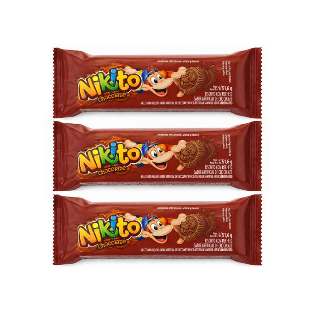 Galletas dulces con crema sabor chocolate Nikito (3 x 51.6 g / 1.82 oz) - Miniatura 1